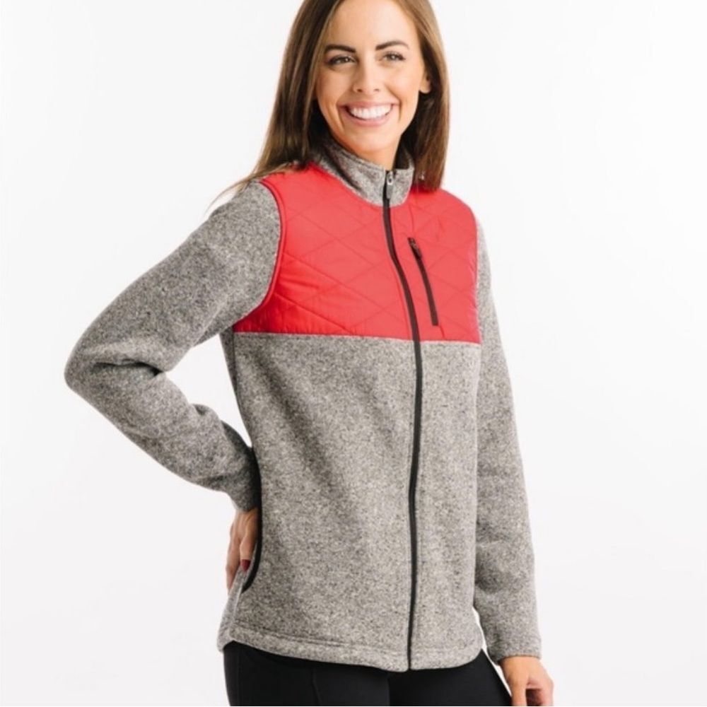 Zyia Active Quilted Cabin Jacket Red Fleece Full Zip M Cabincore Gorpcore
